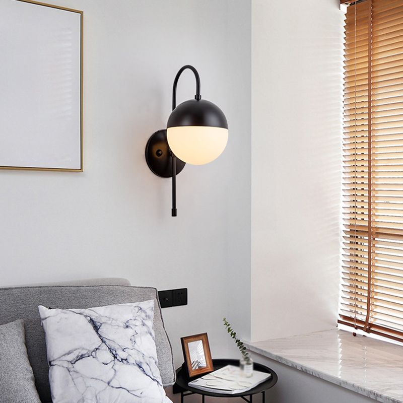 Contemporary Glass Shade Vanity Light Metal Wall Light Sconce for Washroom