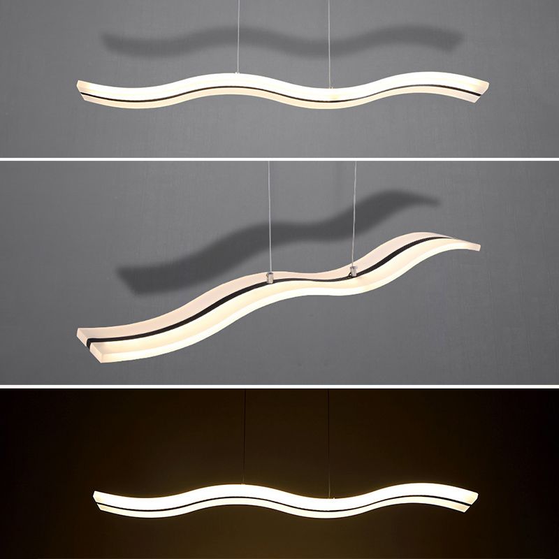 Pendante Wave Island Lights Assemblées d'éclairage de lustre en acrylique moderne pour le restaurant