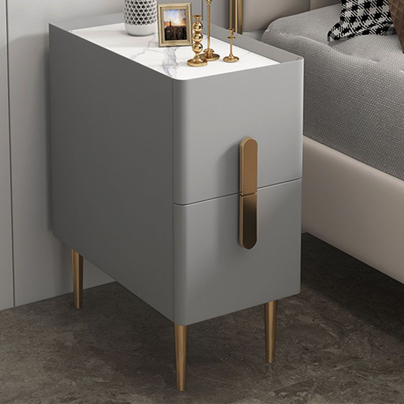 Contemporary Rectangular Bedside Cabinet with 2 Drawers for Bedroom