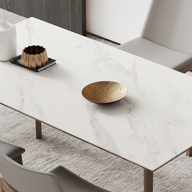 Industrial Style Dining Table Sintered Stone Table with Wooden Legs for Home Use