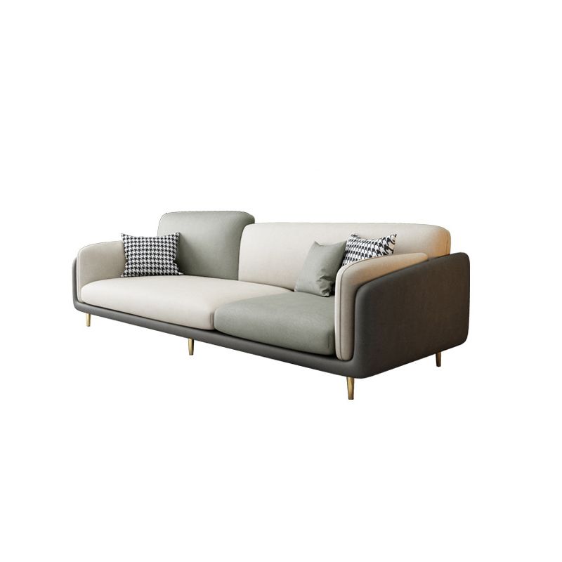 Contemporary 34.65" H Faux Leather Square Arm Sofa for Living Room