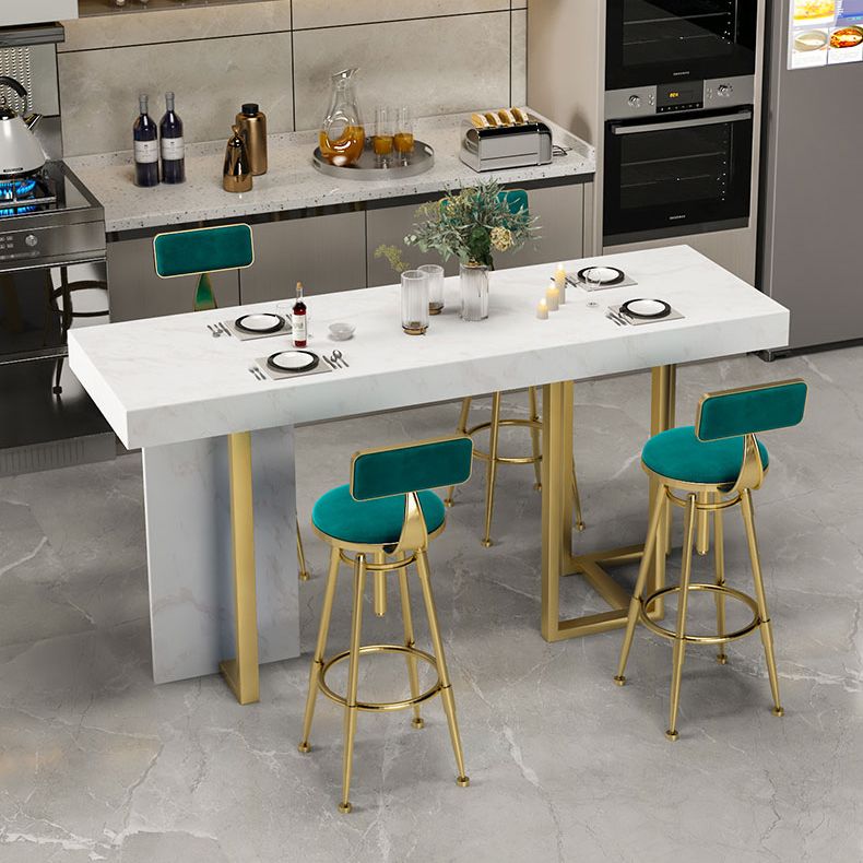 Glam Counter Height Pub Set 1/5 Pcs Faux Marble Bar Table and Adjustable Height Stools