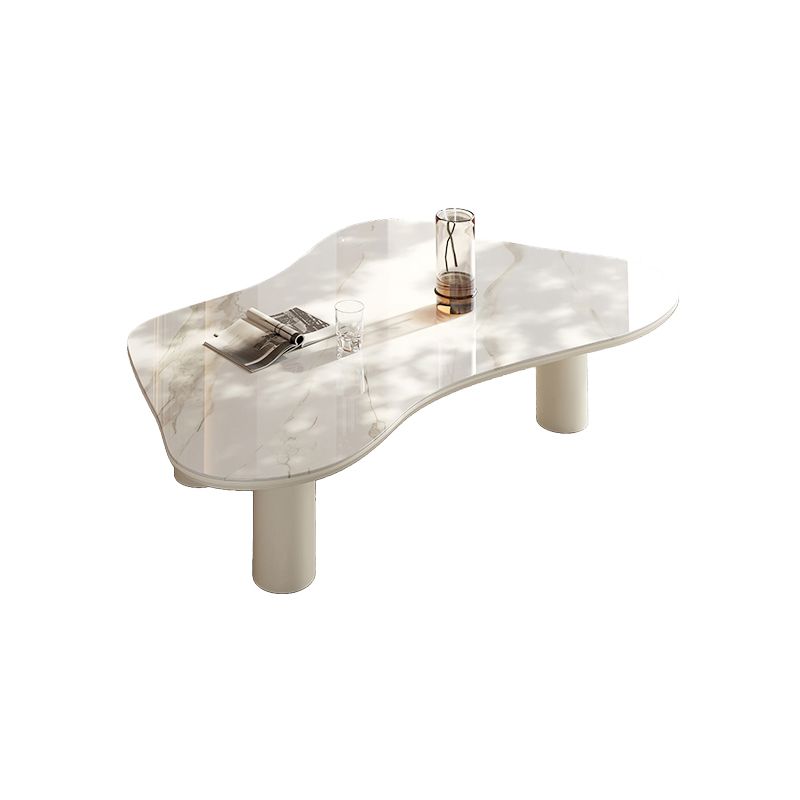 Marble White Single Coffee Table Modern Free-Form Coffee Table