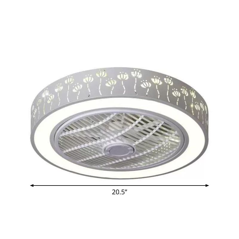 Drum Laser-geschnittene Acryl-Deckenlüfterlampe Einfache 20,5-Zoll-LED-Halbmontage-Beleuchtung