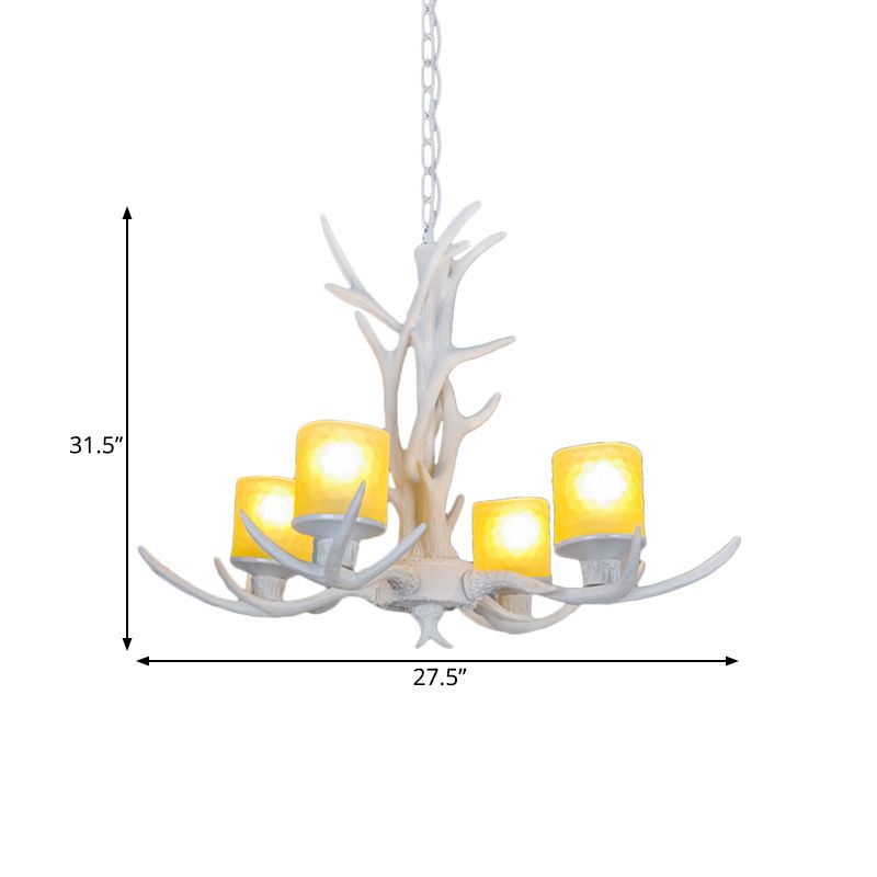 Resin Starburst Chandelier Lamp Cottage 4/6/8 Bulbes Chambre Hanging Light Kit en blanc, 27,5 "/35.5" / 39 "