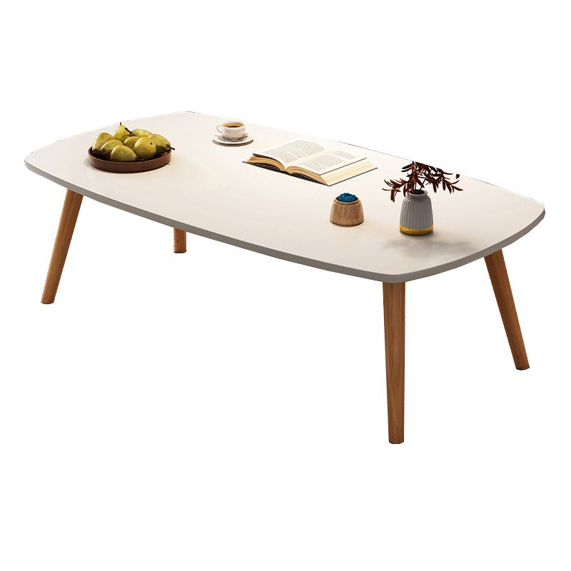 Modern Wood Cocktail Table 4 Legs Coffee Table with Storage Shelf