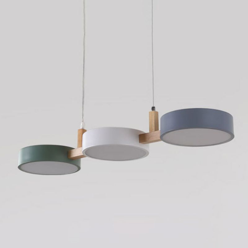 Macaron Style Island Light Round Shape 3-Light Hanging Pendant Light for Dining Room