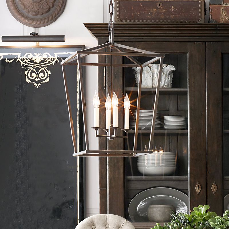 Industrial Cage Shade Chandelier Multi Light Hanging Light for Living Room