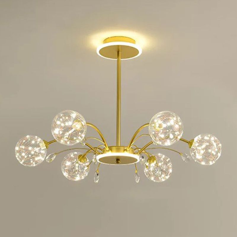 Contemporary Glass Pendant Light Spherical Hanging Light Kit for Living Room