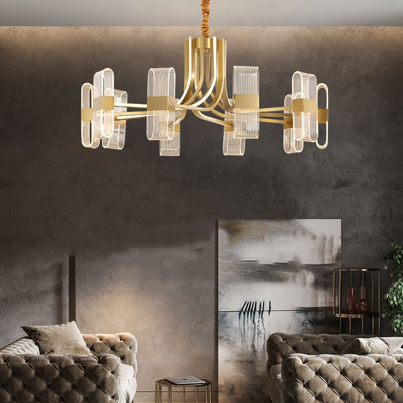 Gold Metal Hanging Pendant Lights Contemporary Sputnik Hanging Lamps for Living Room
