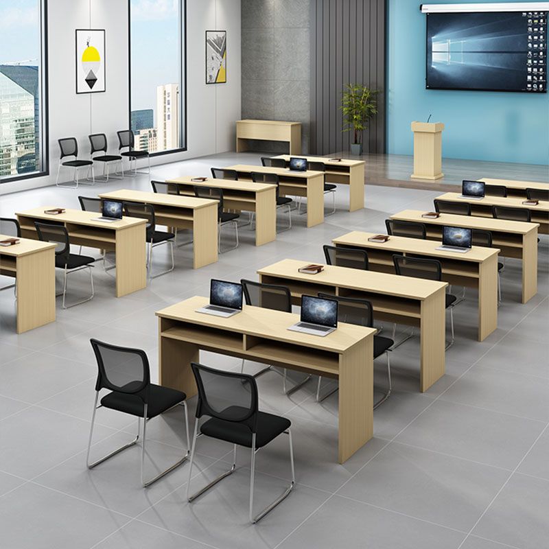 Modern Wooden Writing Desk Rectangular Desk with Shelf for Office