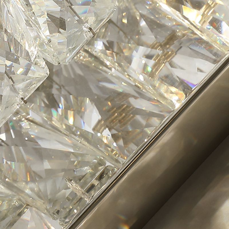 Chrome/Golden 2-Light Contemporary Wall Mounted Sconce Shaded Crystal Shaded Wall Light