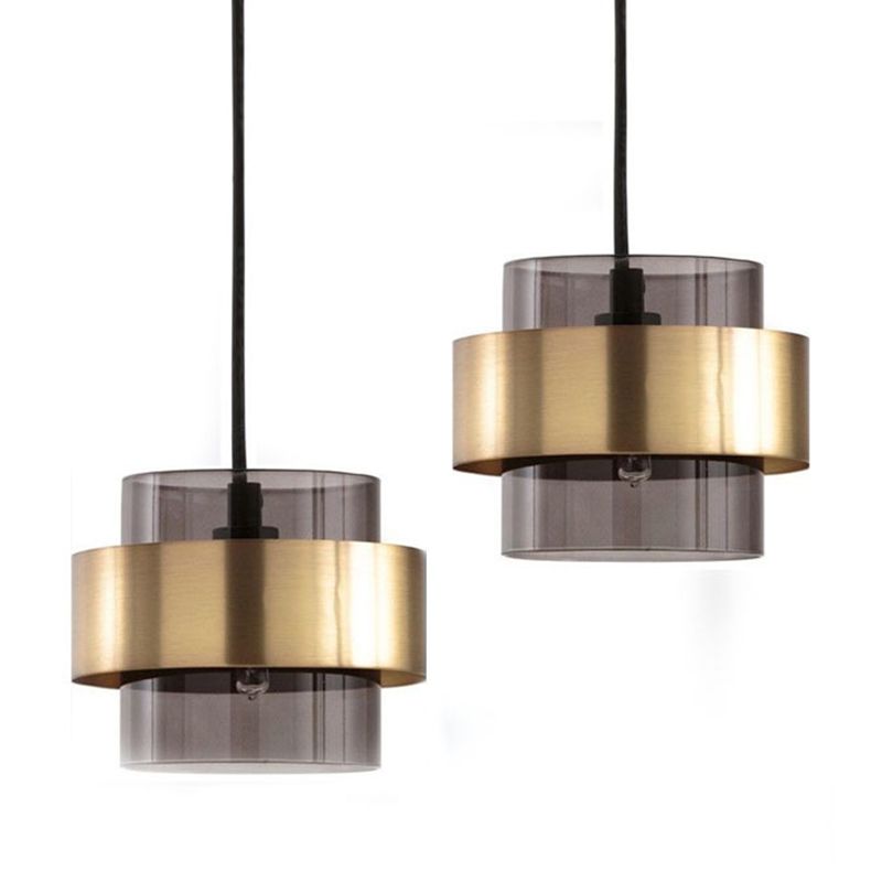 Modern Artistic Indoor Pendant Light Electroplate Metal Hanging Lamp with Glass Shade