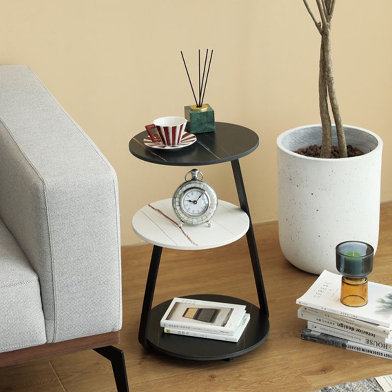 Modern Round Corner Table 3-Tier Side End Table with Storage