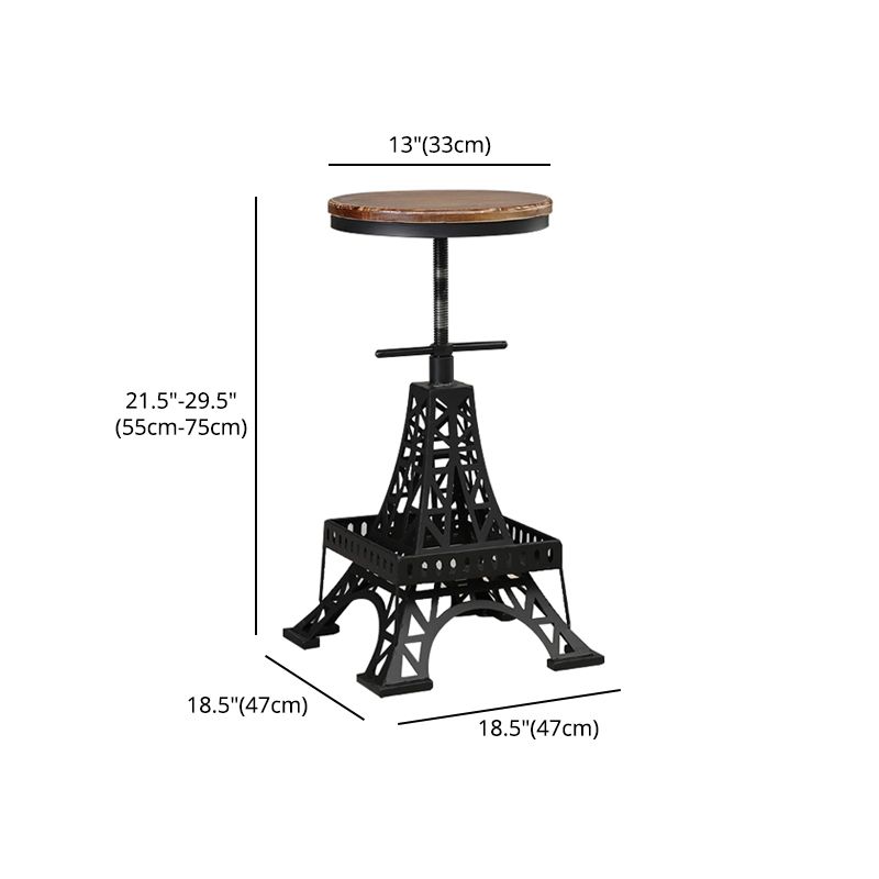 Industrial Black Iron Counter Stools Backless Indoor Bar Stool with Round Seat