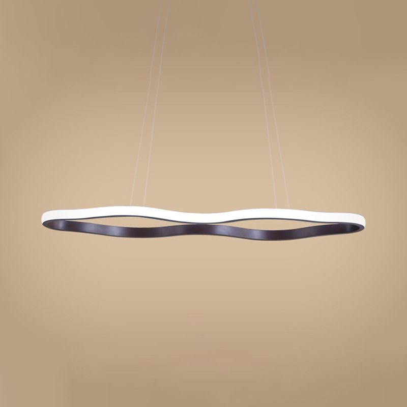 Wave Hanging Ceiling Light Modern Acrylic Coffee 23.5"/36.5"/47" Wide LED Suspension Light in Warm/White Light
