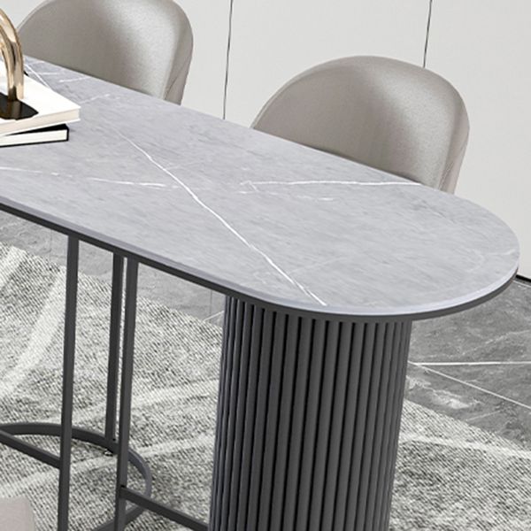 Modern 1/5 Pieces Bar Table Set Stone Counter Table with High Stools for Kitchen