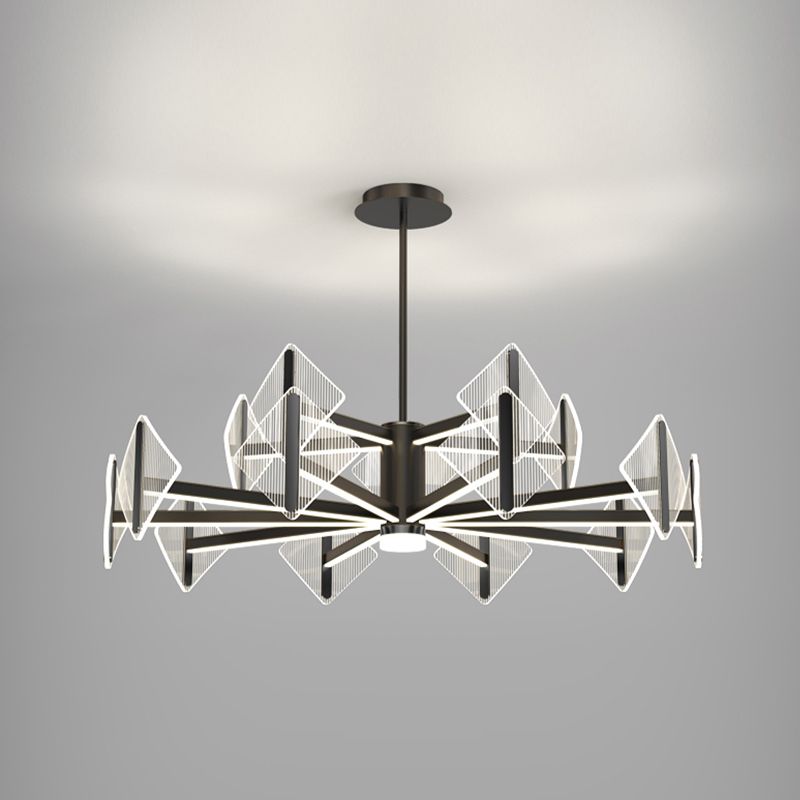 Creative Acrylic LED Chandelier Modern Style Pendant Light in Black for Bedroom