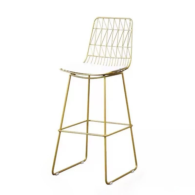 Armless Dining Stools Glam Low Back Bar Stools with Gold Metal Base