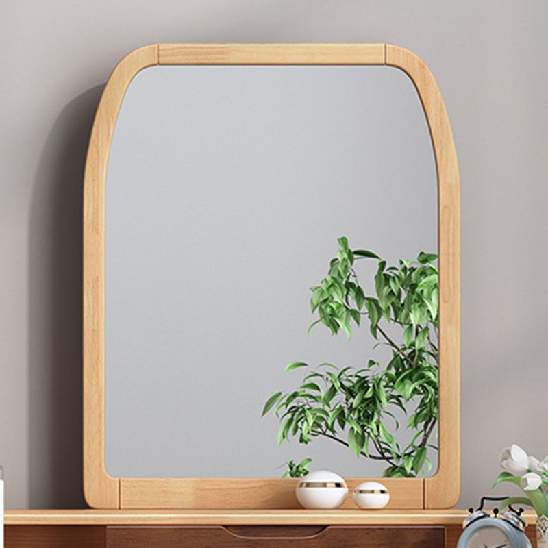 Scandinavian Mirrored Vanity Table and Stool Set with 2 Drawers