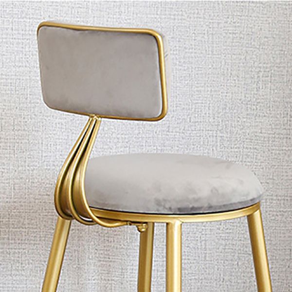 Nordic Backrest Armless Counter Stool Iron Kitchen Bar Stool with Gold Base