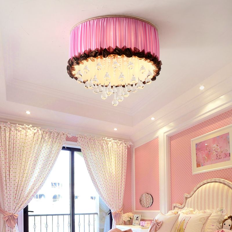 Lámpara de tambor incorporada moderna gota de agua polvo naranja de cristal / lámpara de techo LED púrpura