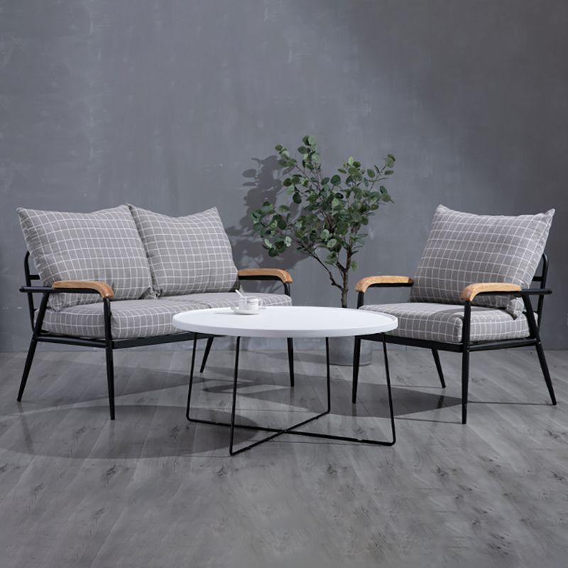 Black Classic Industrial Cushions Cotton Blend Sofa 25.6"High Square Arm Sofa