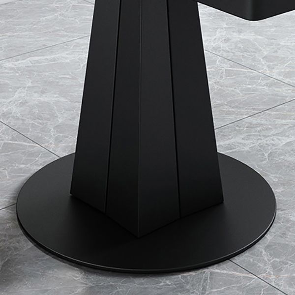 Mesa de comedor redonda extensible Mesa de piedra sinterizada moderna con pedestal negro