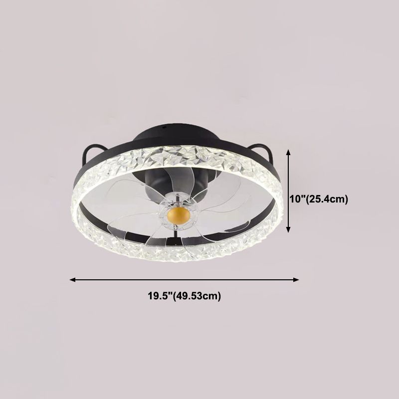 Metal Circle Ceiling Fan Light Modern Style LED Ceiling Light Fixture for Bedroom