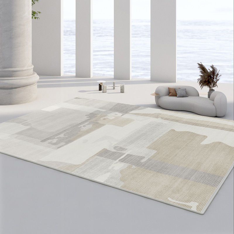 Minimalist Carpet Khaki Tone Rug Polyester Stain Resistant Area Rug for Living Room