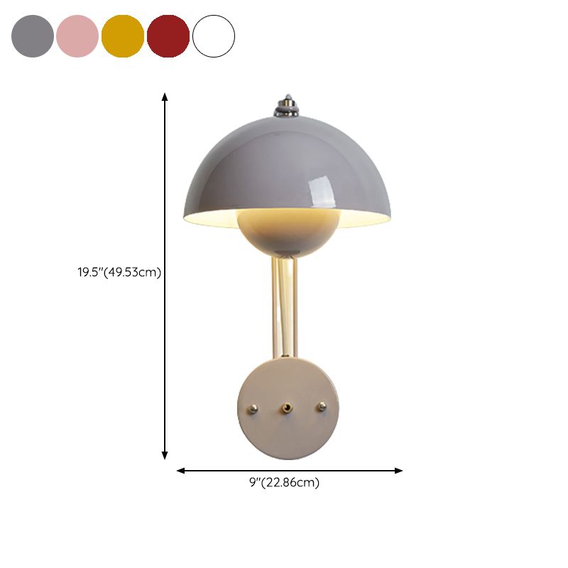 1-Light Wall Lamp Macaron Wall Mount Lamp with Metal Shade for Bedroom