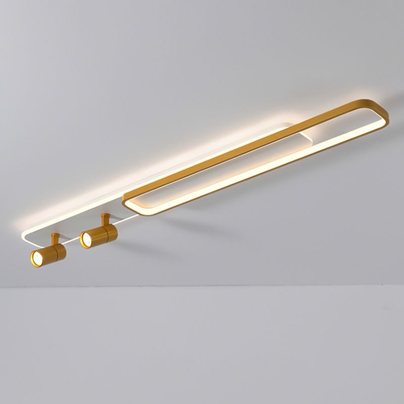 Lámpara de techo de metal de estilo minimalista moderno con montaje semi empotrado LED acrílico rectangular para pasillo