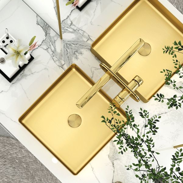 Modern Bathroom Sink Rectangular Metal Vessel Bathroom Sink with Pop-Up Drain