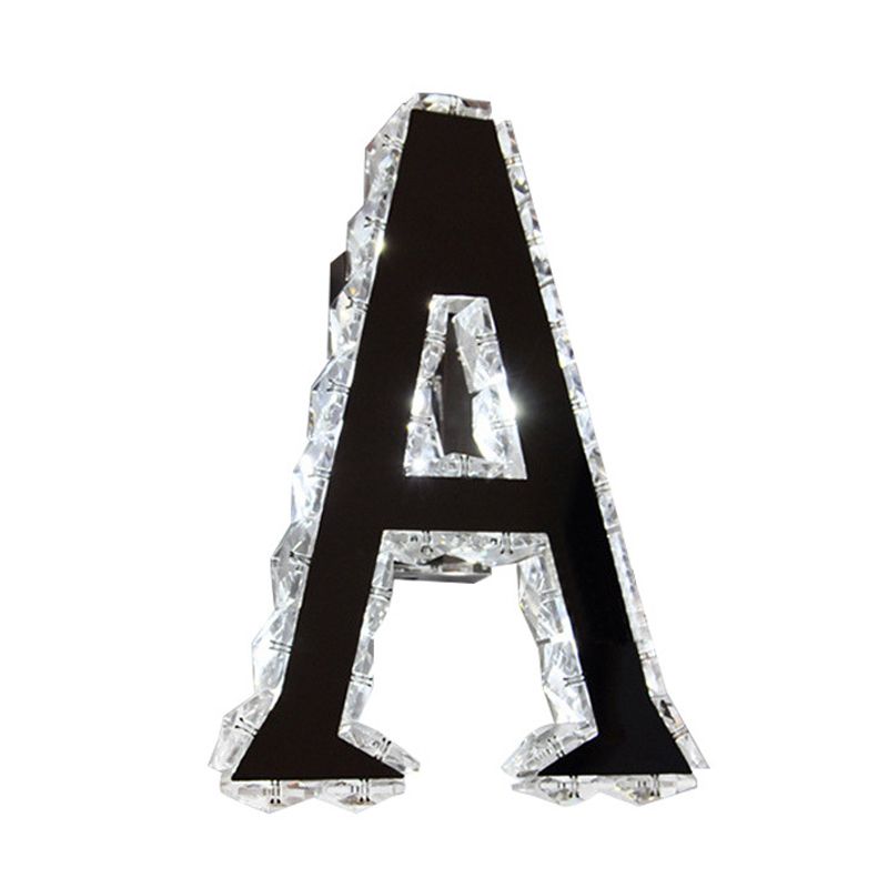 LED Store Wall Lamp Modern Black Wall Mount Light with A-Shaped Clear Crystal Shade in Warm/White/Natural Light