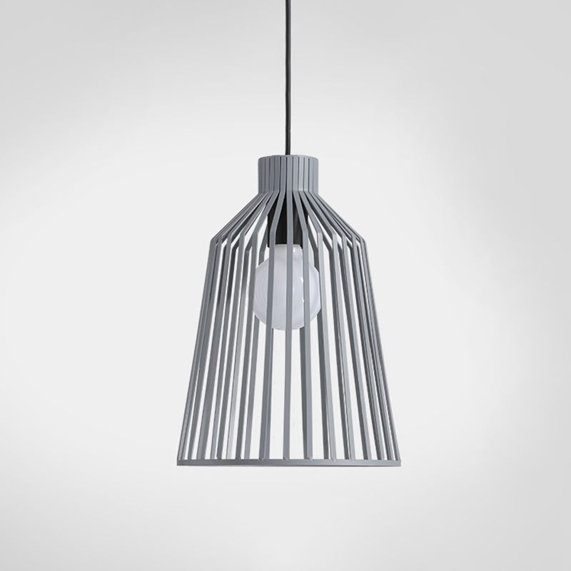 Minimalist Caged Pendulum Light Metal 1 Light Kitchen Pendant Lighting Fixture in Grey