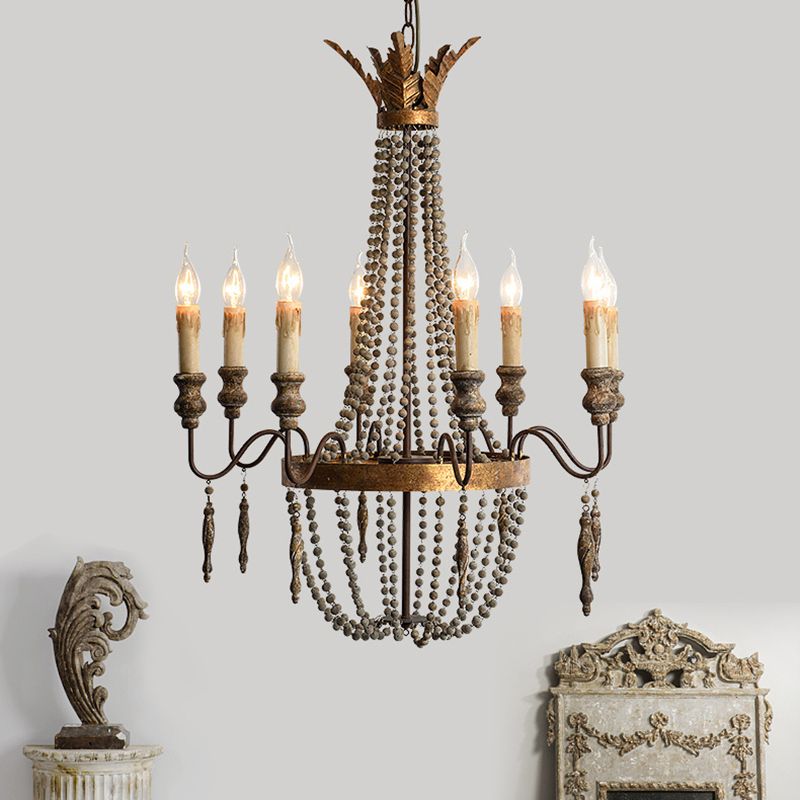 Rust Spur Empire Chandelier Traditional Metal 8/10 Bulbs Pendant Light Fixture for Living Room