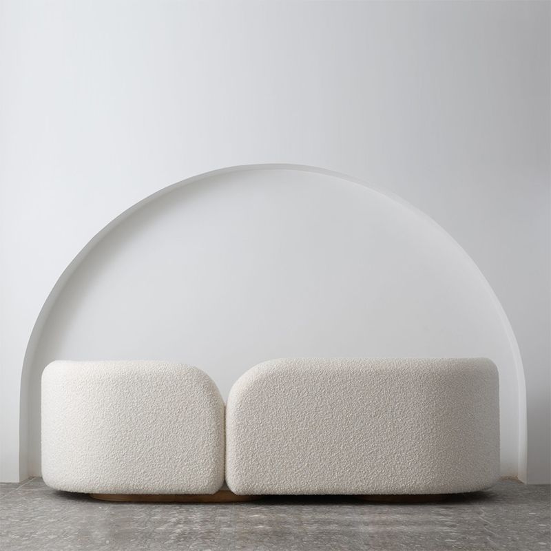 White Modern Sofa for Living Room Minimalist Tuxedo Arm Sofa
