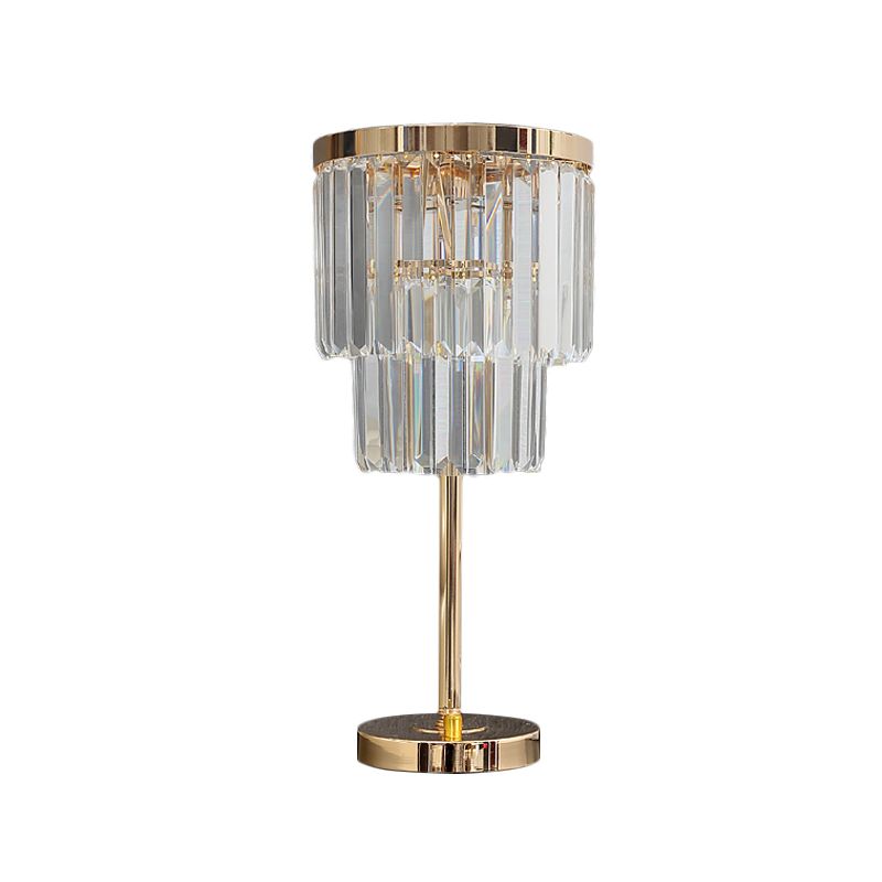 Lampazione del compito a LED modernista oro lampada da lettura a 2 strati con tonalità cristallo smussata