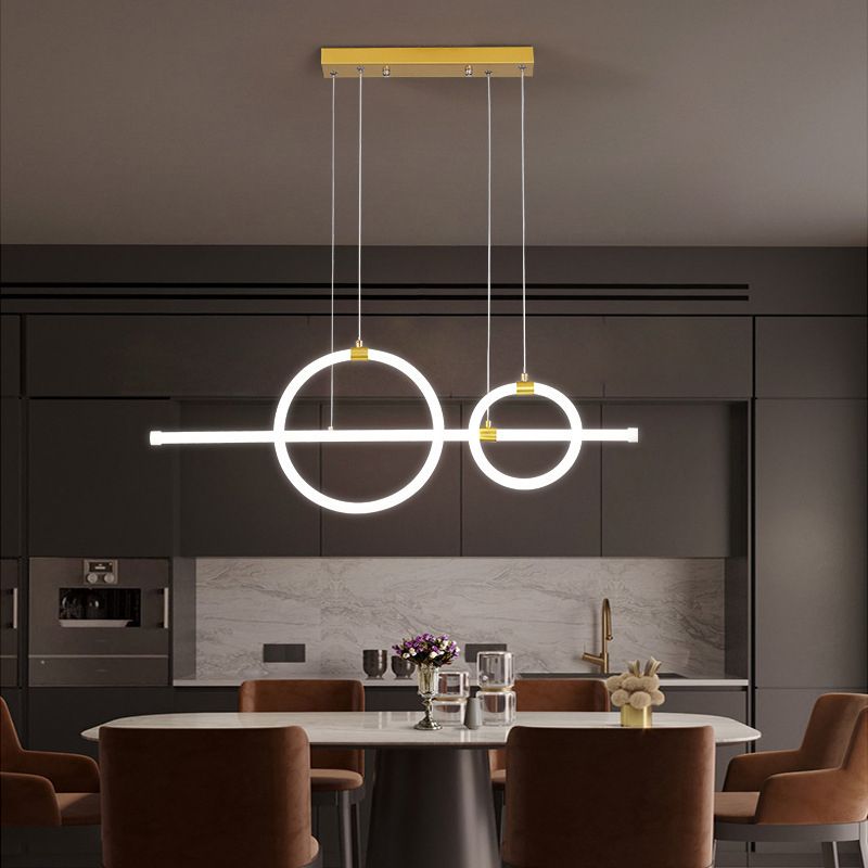 Geometric Island Lights Modern Pendant Chandelier Metal 3 Light Island Lamp in White for Dining Room