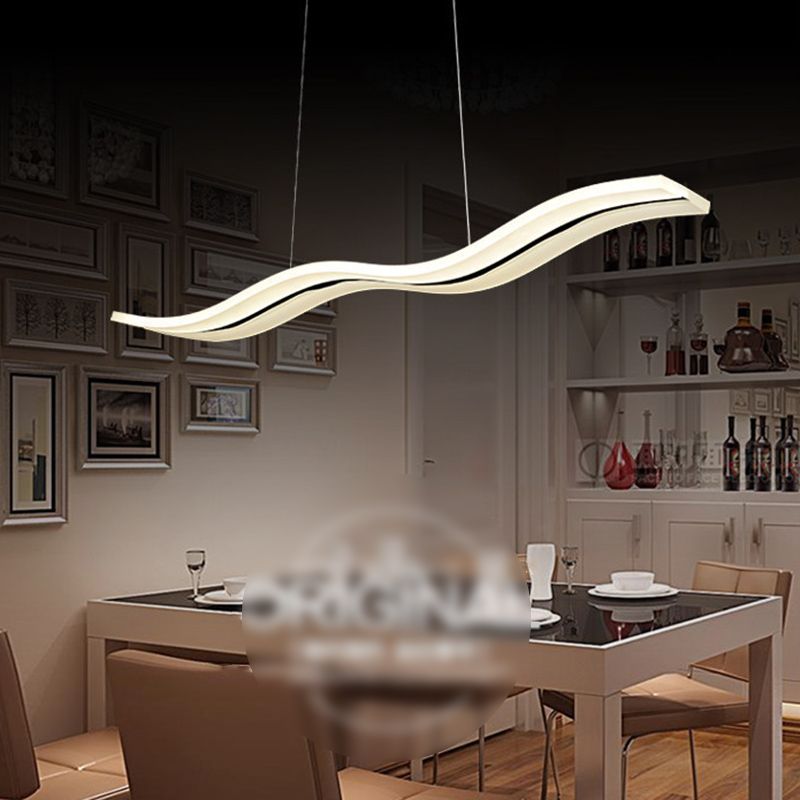 Acrylic White LED Island Light in Modern Concise Style Iron Waveform Pendant Light for Dining Room