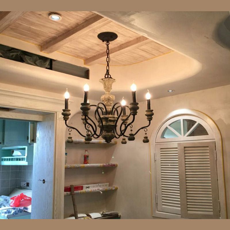 Candle Chandelier Light Fixture Traditional Resin Pendant Lighting for Restaurant