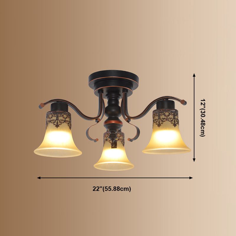 Decorative Bell Flush Lightture Glass Flush Mount Lights en noir pour le salon