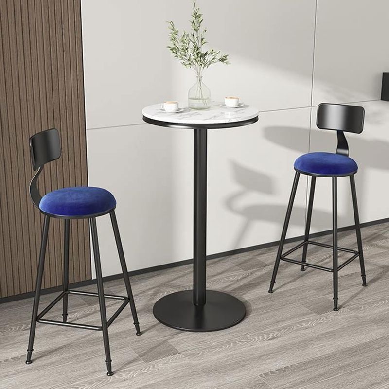 Nordic Style Velvet Barstool Indoor Black Iron 4 Legs Bar Stool for Coffee Shop