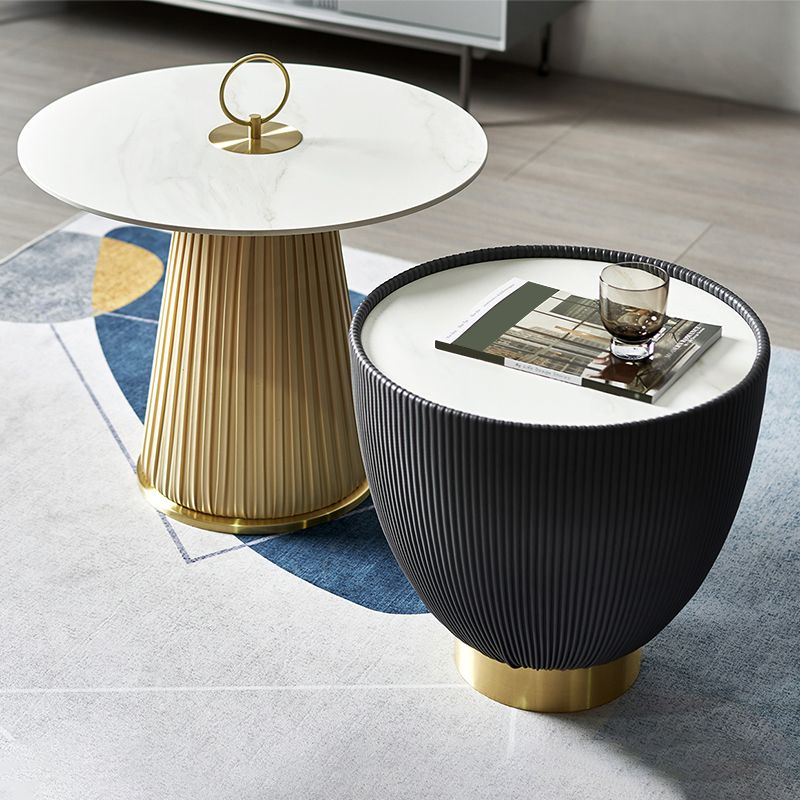 Round Slate Coffee Cocktail Table Abstract Coffee or End Table