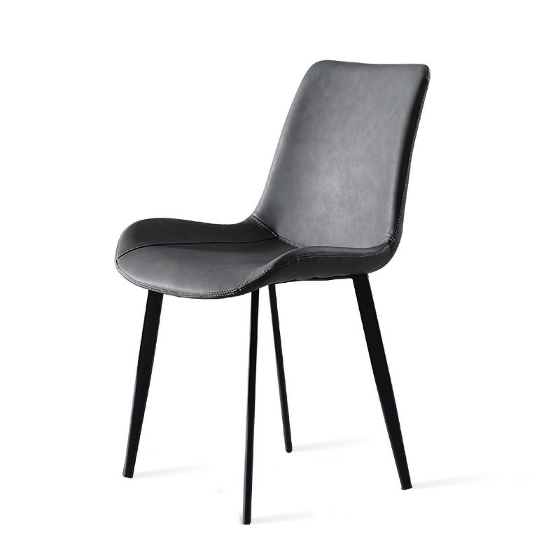 Contemporary Home Leather Side Chair Matte Finish Solid Back Dining Chair