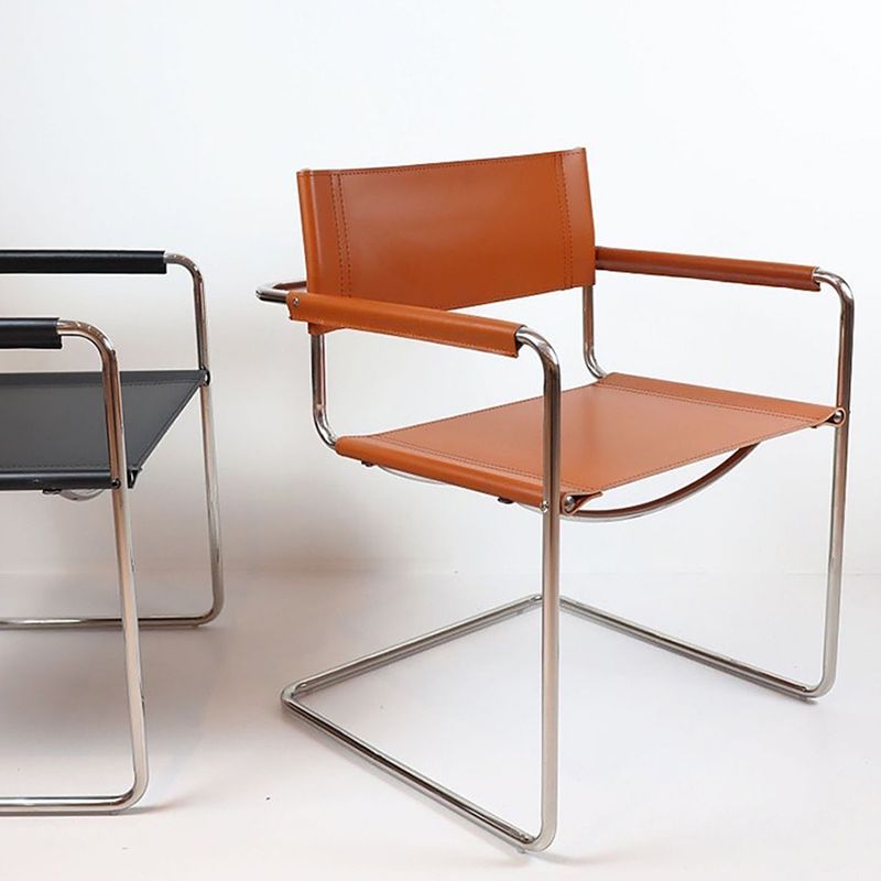 Contemporary Style Dining Arm Chair Metal Open Back Dining Chair