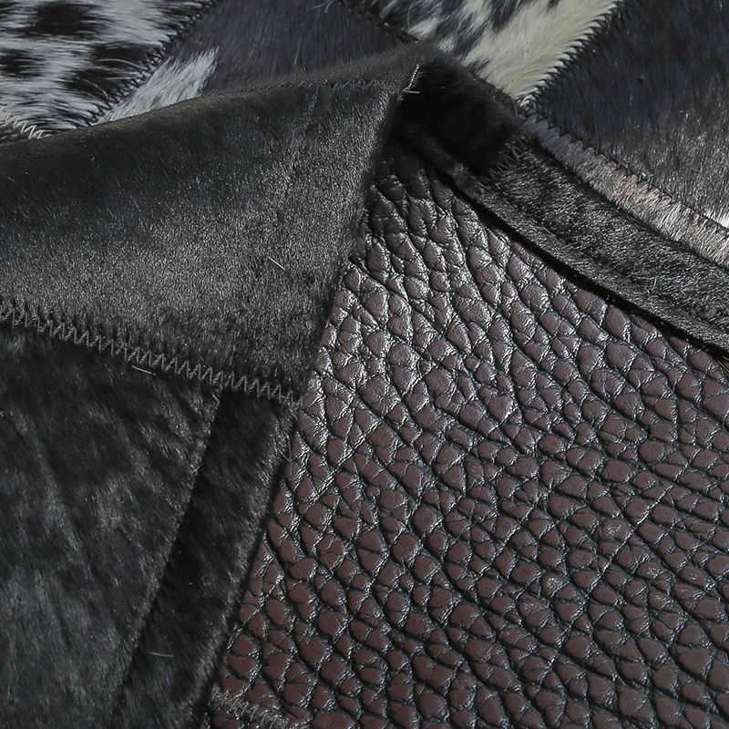 Unique Multi Color Geometric Rug Cowhide Modern Area Carpet Stain-Resistant Pet Friendly Rug for Parlor