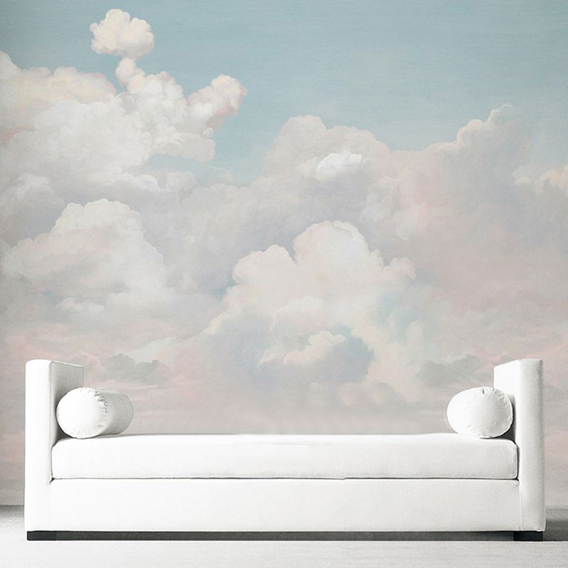 Decorative Cloudy Dust Murals Customized Natural Blue and White Wall Art for Coffee Shop and Restaurant