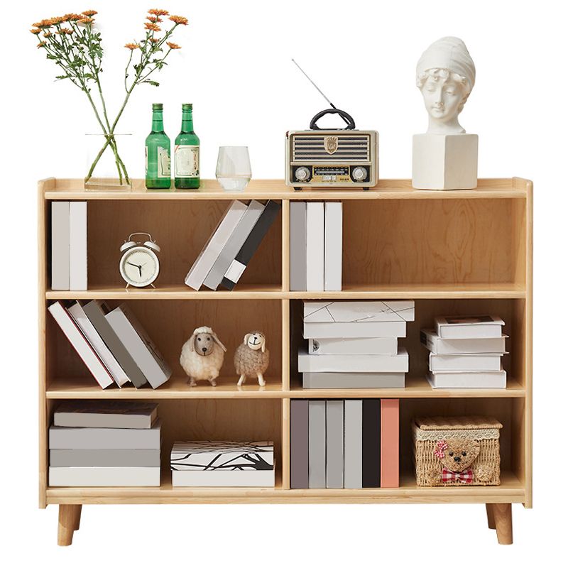 Contemporary Pine Solid Wood Bookcase Closed Back Bookshelf for Home