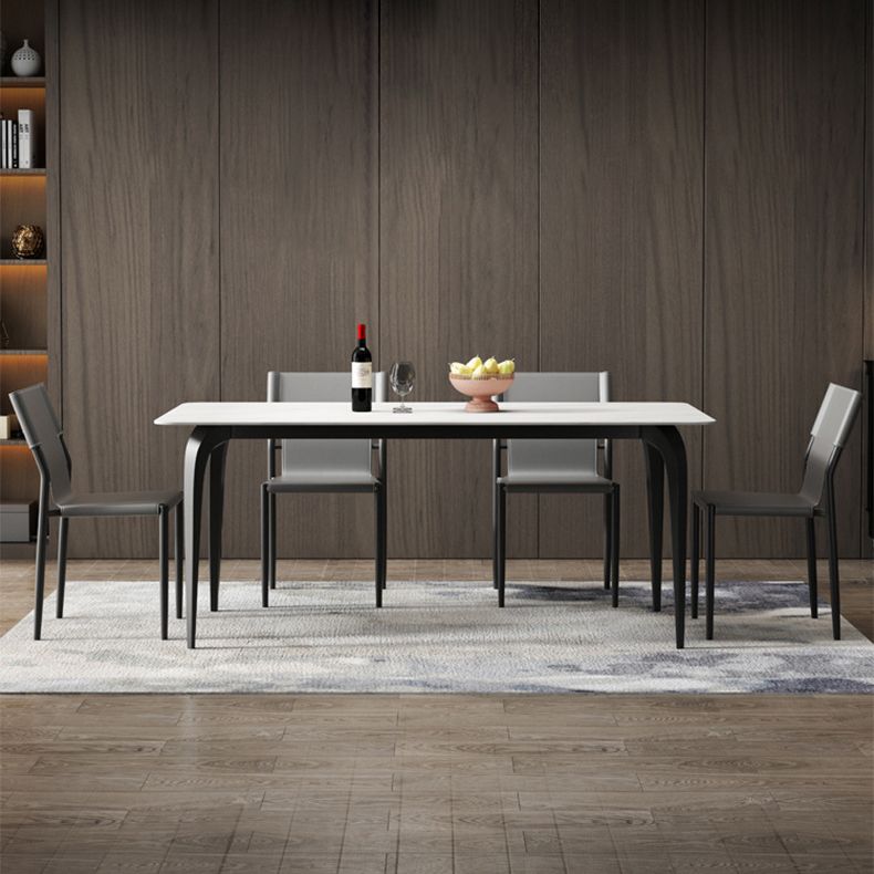 Contemporary Dining Set with Sintered Stone Dining Table and Padded Chairs